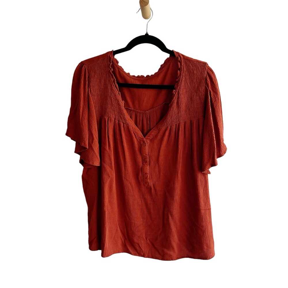 *3/$15* Maurices Boho Flutter Sleeve V-Neck Henley Blouse